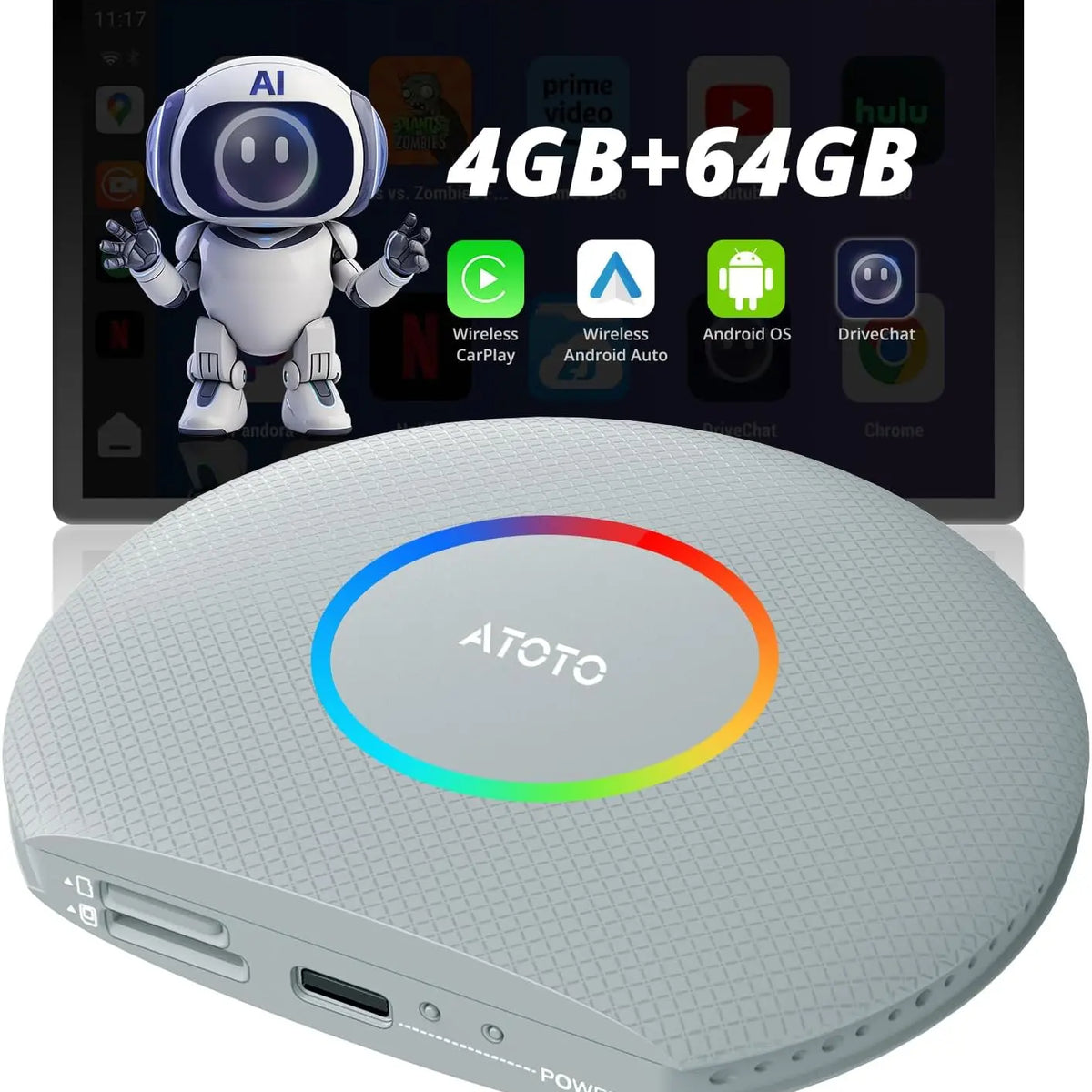ATOTO CB6 アダッタトーレ CarPlay ワイヤレス、AI ボックス con GPS