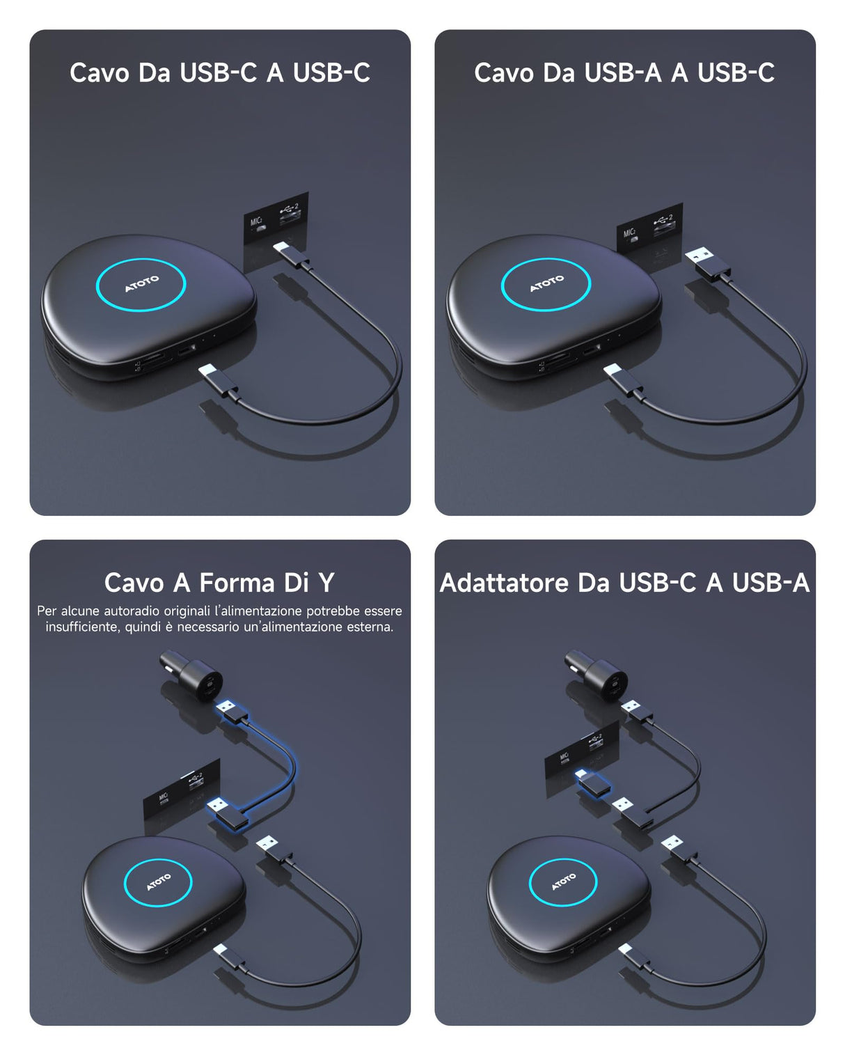 ATOTO CB6C Adattatore CarPlay Wireless Android 13, Box Intelligente Auto Plug & Play con GPS, AI DriveChat, 4G LTE, 4GB+64GB, Nero