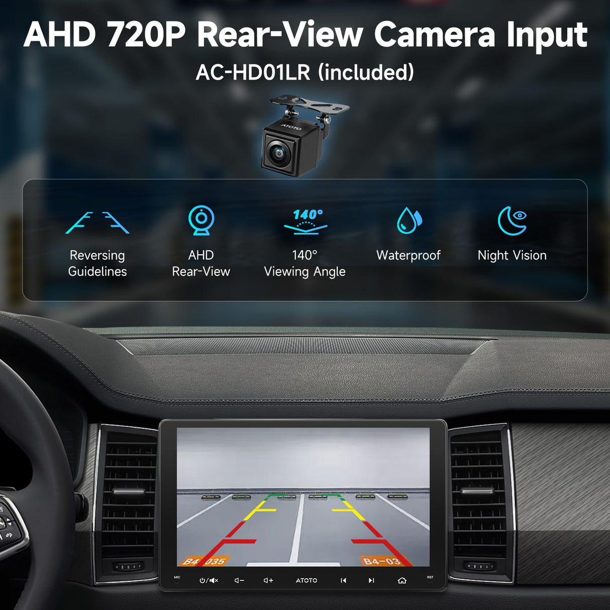 ATOTO A5LG209T 9" Android Double Din Car Stereo with Backup Cam, Touchscreen, Wireless Carplay&Android Auto, WiFi, BT Tethering, MirrorLink, 24-Band EQ, FM/AM, 2+32G