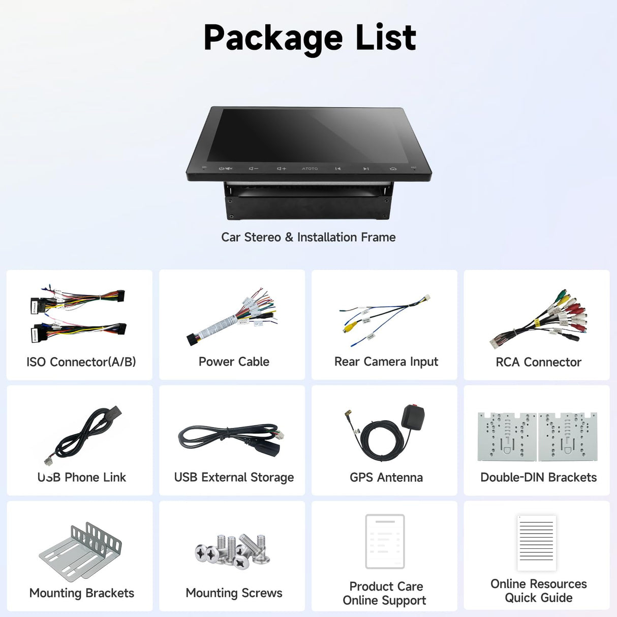 ATOTOZONE Autoradio 2 Din Android 9 pollici Stereo Auto Bluetooth con Schermo, Wireless CarPlay&Android Auto, GPS Navi, Wi-Fi/BT/USB, FM/AM/RDS, 24 EQ&DSP, MirrorLink, HD LRV, A5LG209T