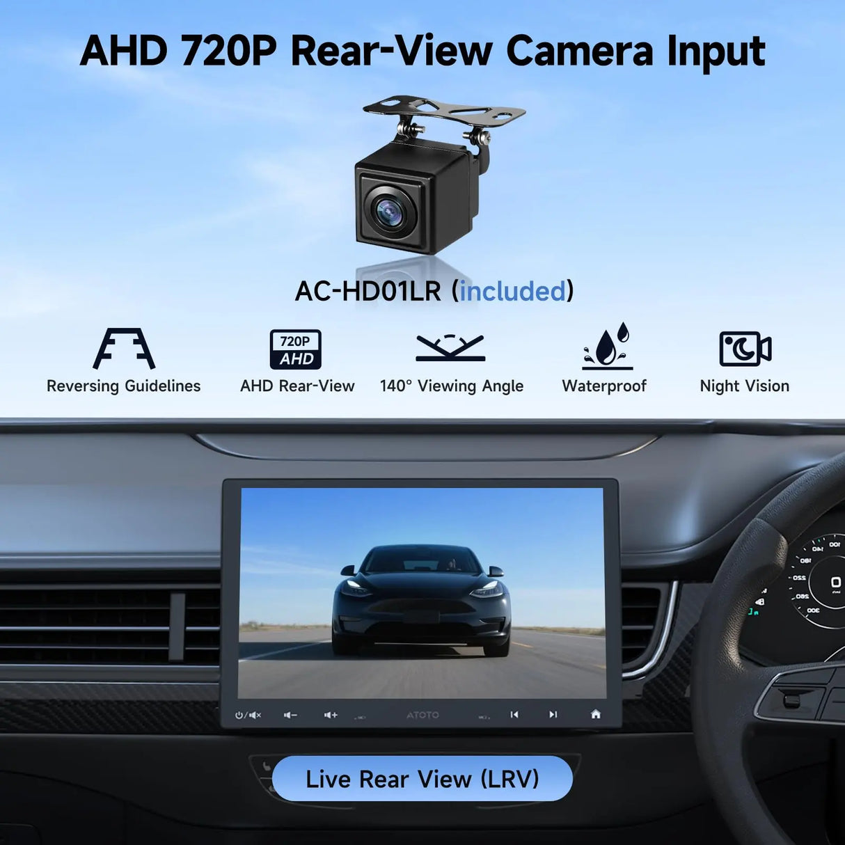 ATOTO A5LG110T Autoradio 1 DIN/2 DIN Android 10" con schermo fluttuante, telecamera posteriore, CarPlay e Android Auto senza fili, tethering WiFi/BT/USB, MirrorLink, DSP, FM/RDS, 2G+32G