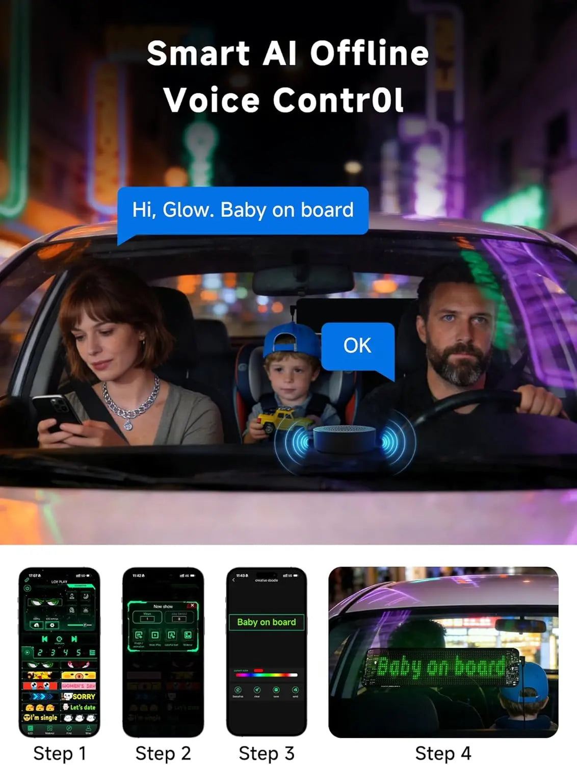 ATOTO CI-VIALD13 Scrolling Advertising LED Signs, AI Voice Control, Programmable led sign,Bluetooth APP Control,13.7" x 4"