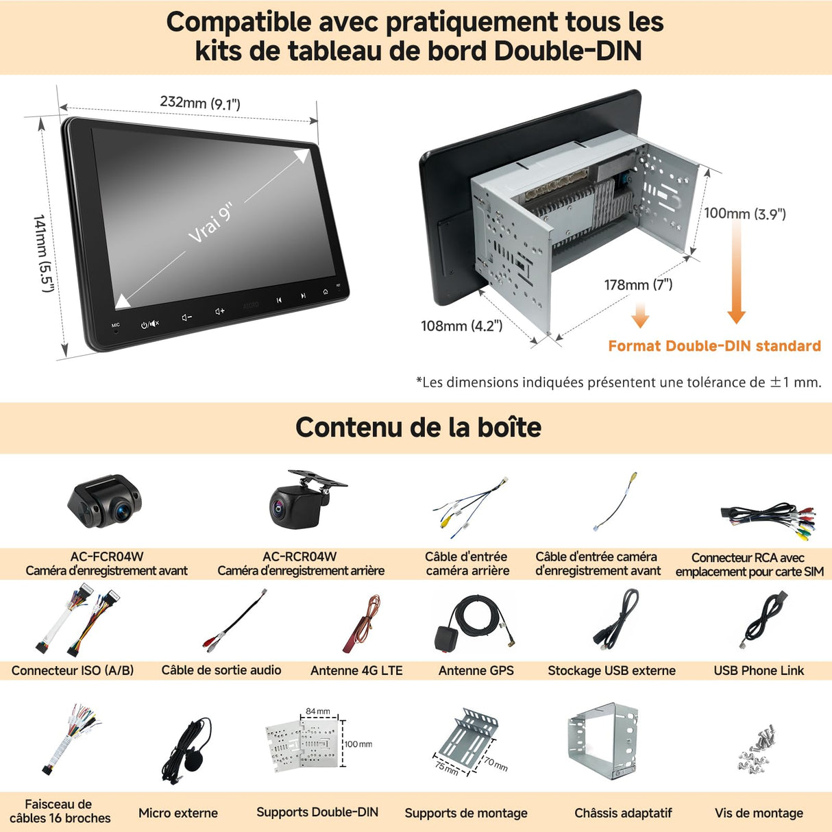 ATOTO S8G2099UN 9" Double Din Android Autoradio mit 1080P Front- & Rückfahrkameras, QLED Touchscreen, CarPlay/Android Auto Wireless, 4G, Wi-Fi, Bluetooth, GPS & AI