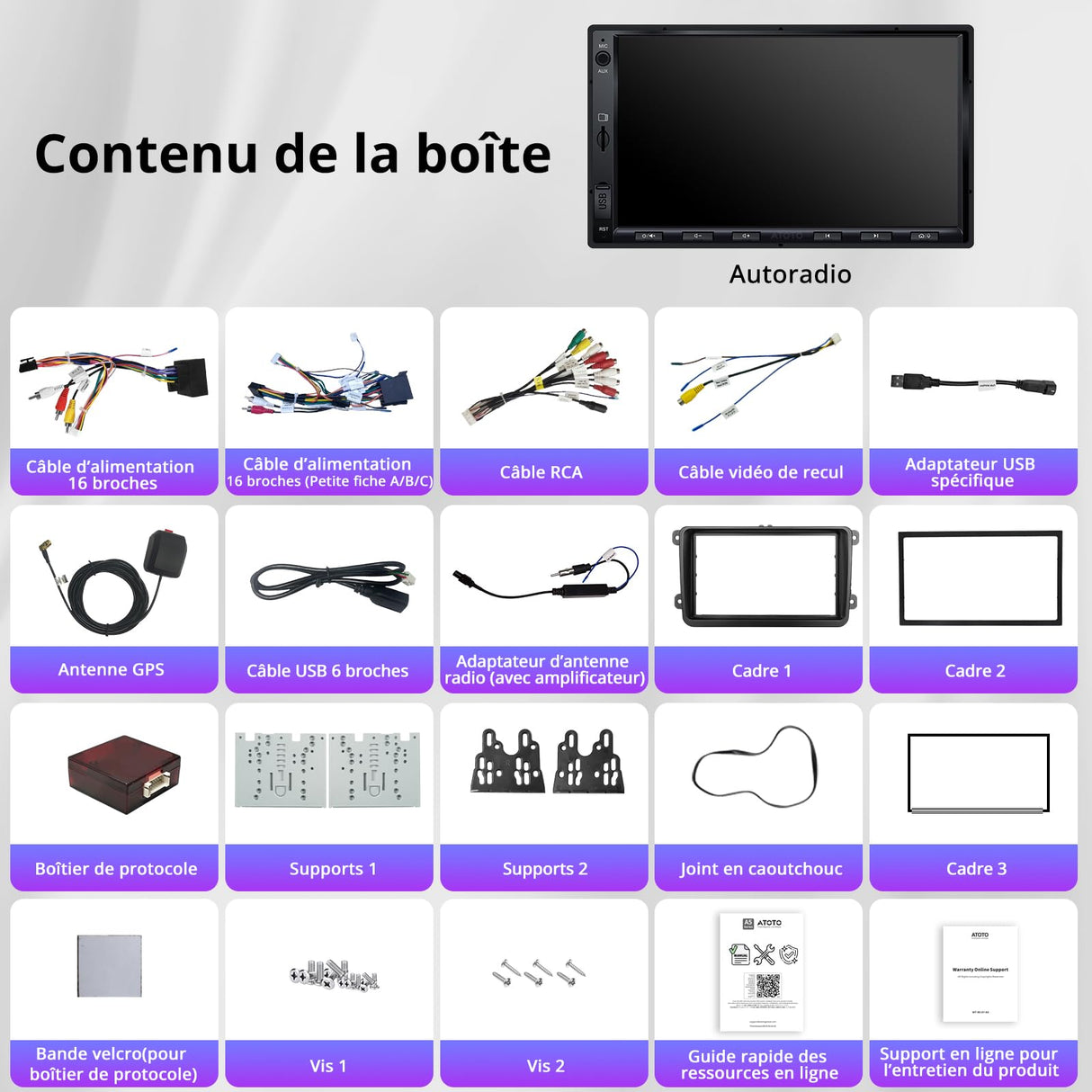 ATOTO A5LVWA7T 7 Zoll 2 DIN Autoradio – Navi, WiFi, Bluetooth, USB, MirrorLink, 24-Band EQ DSP, FM, AUX, TF, Wireless CarPlay & Android Auto, 2G+32G, Kompatibel mit VW/Golf/Polo/Tiguan