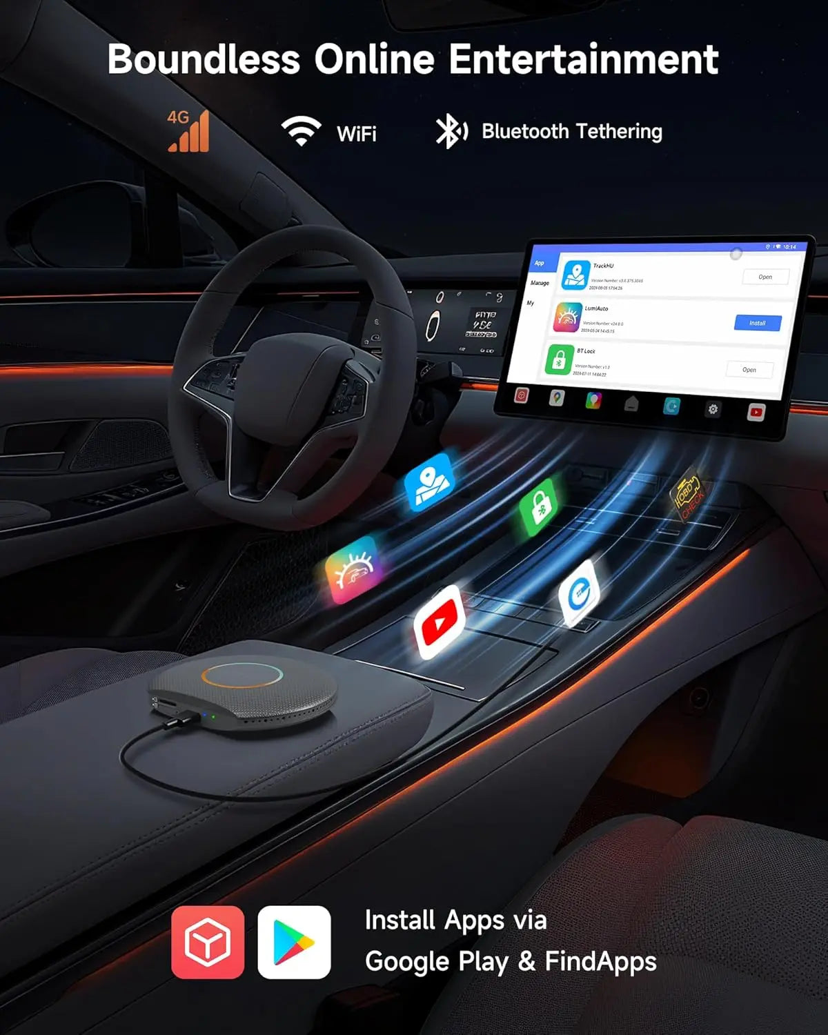 ATOTO CB6 2025 Upgrade Wireless CarPlay Adapter & Android AI Box, Plug & Play CarWave Smart Box with AI DriveChat, GPS Tracking, Android 13, 4G LTE, Dual Bluetooth, 8G+128G