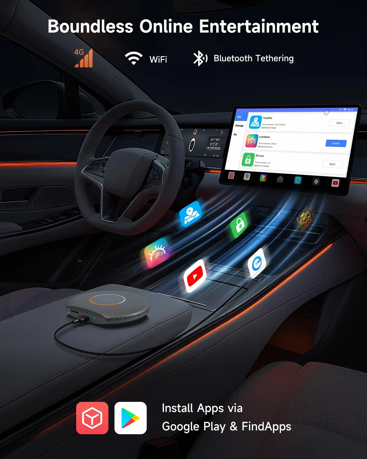 ATOTO CB6 2025 Upgrade Wireless CarPlay Adapter & Android AI Box, Plug & Play CarWave Smart Box with AI DriveChat, GPS Tracking, Android 13, 4G LTE, Dual Bluetooth, 8G+128G