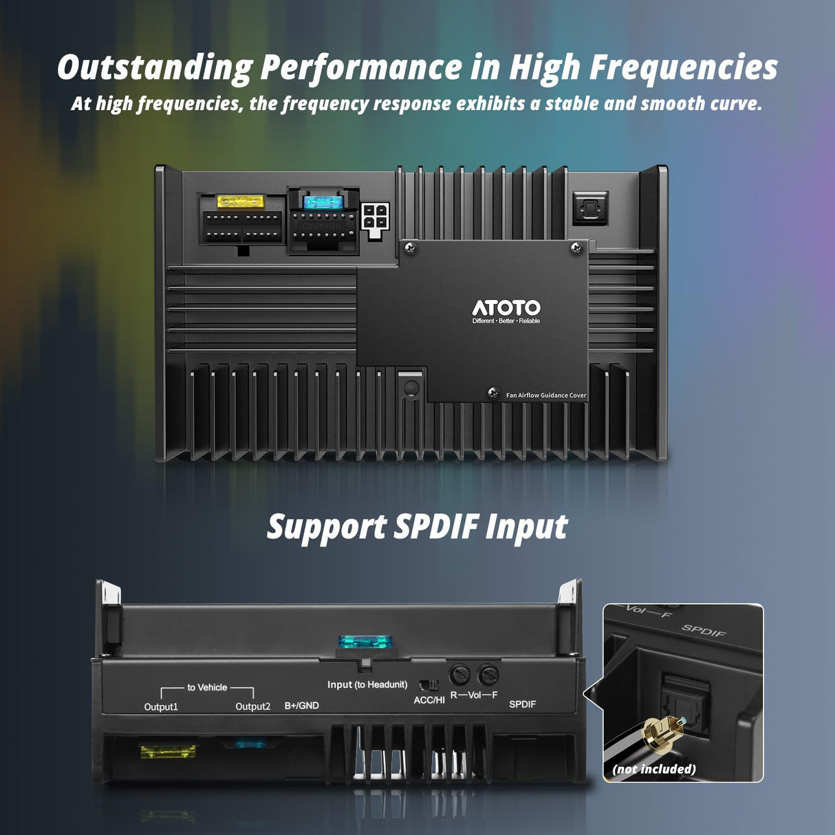 ATOTO CA-AEC02 Car Amplifier, 4-Channel, 392W Max, 4 Ohm, Class A/B, Built-in Line-Out Converters, High Sound Quality, Car Audio Amplifiers