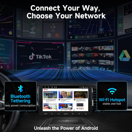 ATOTO 10.1" Double Din Car Stereo, Wireless CarPlay and Android Auto, Touchscreen, 2G+32G, WiFi, Bluetooth, USB Tethering, MirrorLink, 24B-EQ DSP, FM, AM, TF