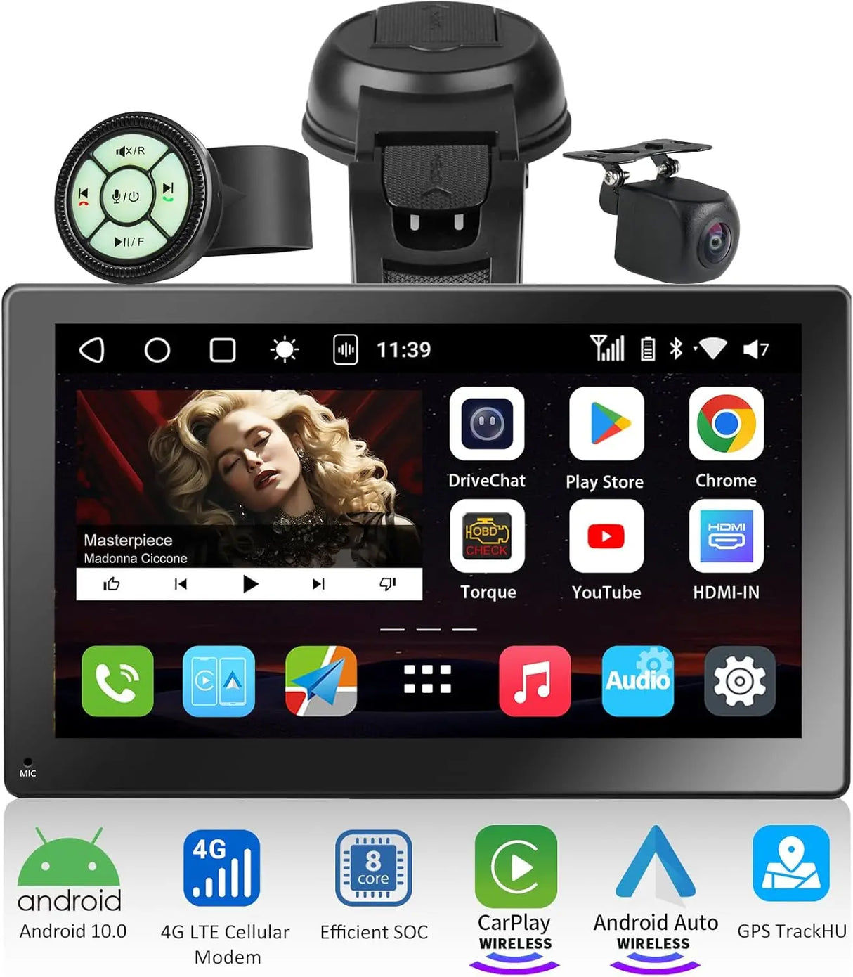ATOTO P9 GPS per Auto con Telecamera Retromarcia 1080P, Autoradio Portatile 7" Schermo, CarPlay Wireless, Android Auto Wireless, Tracciamento GPS, 4G LTE, 4G+32G