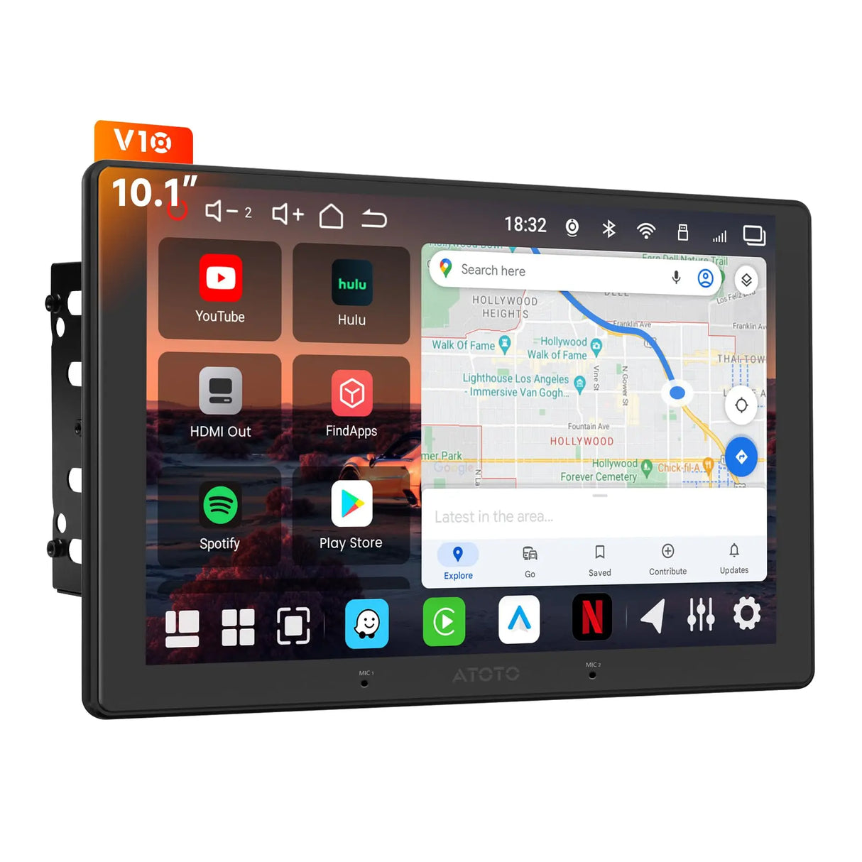 ATOTO V10G211OC 10 Pulgadas Android Radio Coche 2DIN, 6GB+128GB, Bluetooth 5.4/Wi-Fi, CarPlay y Android Auto inalámbricos