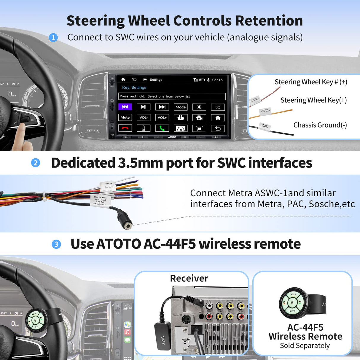 ATOTO F7G2A7WE 7" Double DIN Car Stereo,Wireless CarPlay & Android Auto, Touchscreen Car Radio with Bluetooth, Mirror Link, HD LRV, FM/AM, GPS Navi, Voice Control,Quick Charge
