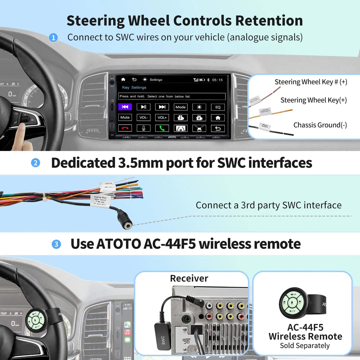 ATOTO F7G2A7WE 7" Double Din Car Stereo, HD LRV Camera, IPS Touchscreen, Wireless CarPlay and Android Auto, Bluetooth, Phone Mirroring, USB Video & Audio