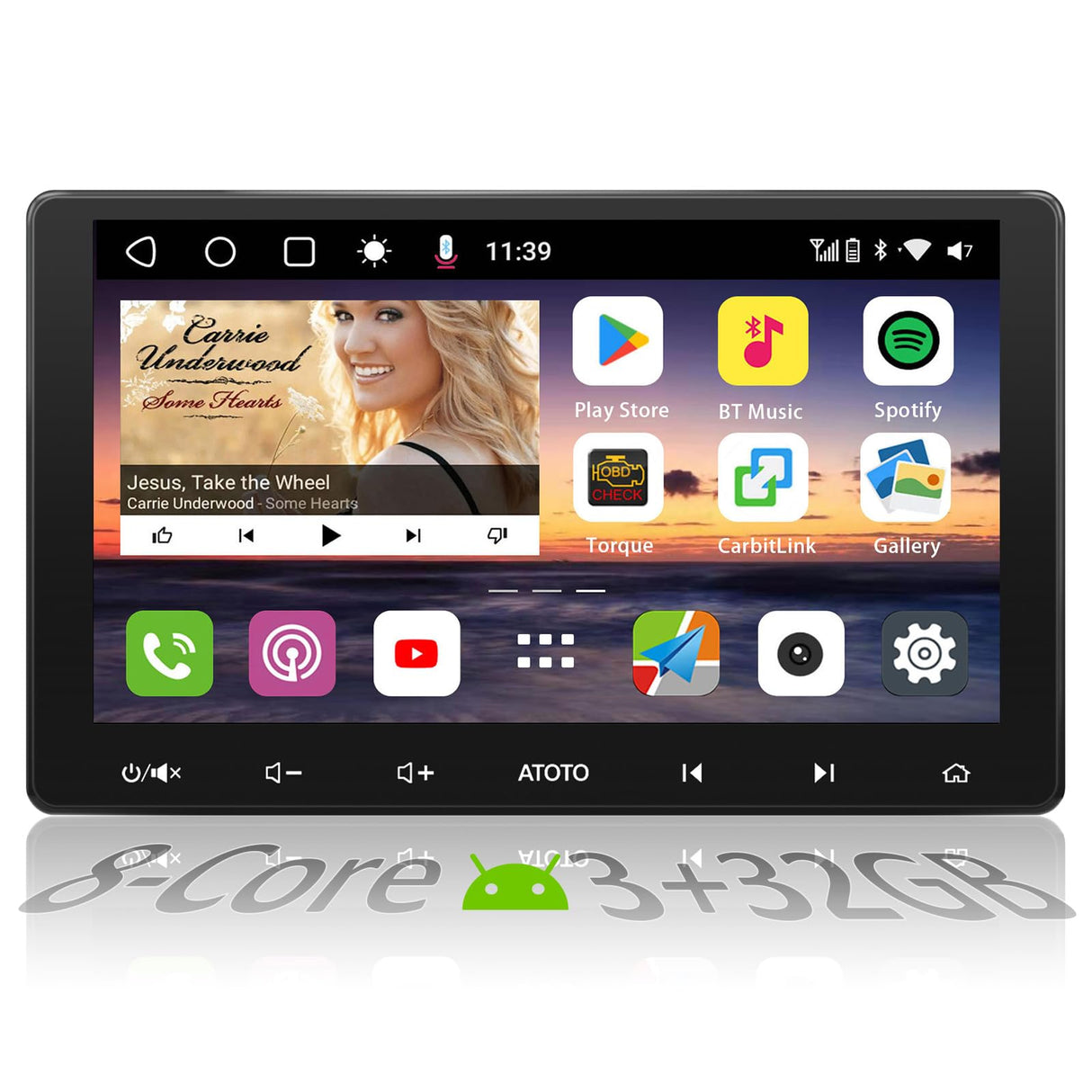 ATOTO S8G2114PM 10" Double Din Car Stereo, QLED Display, Wireless CarPlay and Android Auto, Split Screen, Dual Bluetooth with aptX HD, HD VSV Parking, LRV, SCVC, 3G+32G, Android Navigation