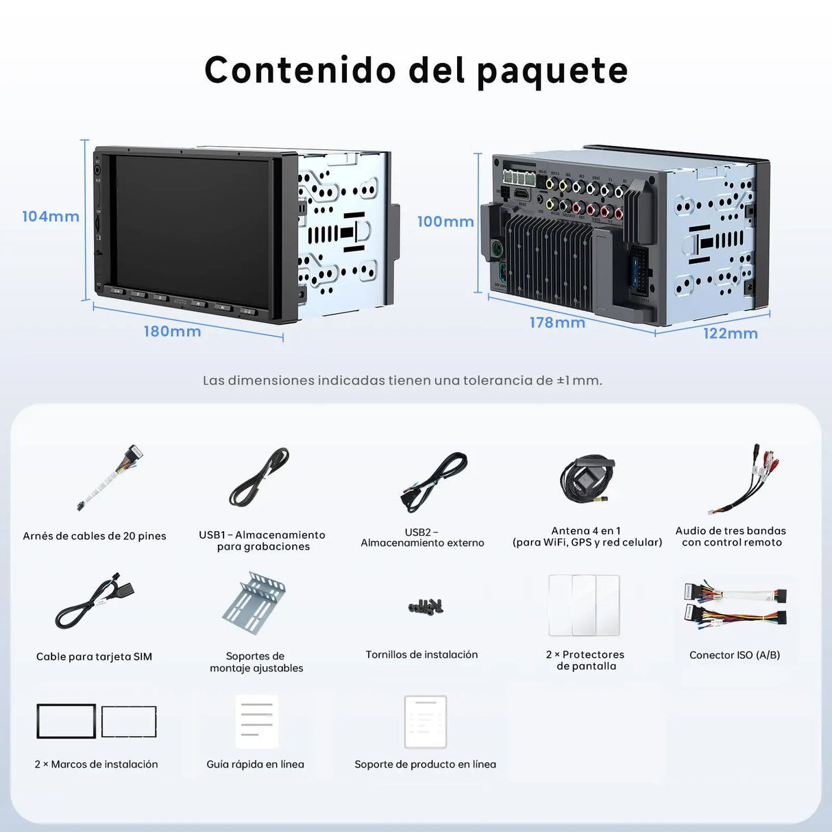 ATOTO X10G2A7E Radio 2 DIN Android 7" Navegación Integrada, 8GB+128GB, CarPlay y Android Auto Inalámbricos, ChatGPT AI, 4G LTE, Doble Teléfono, Bluetooth