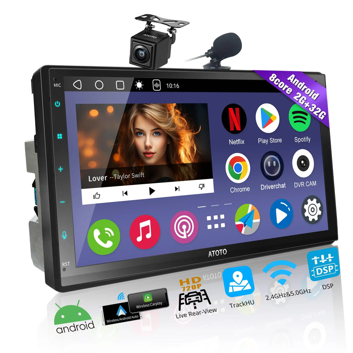 ATOTO A6G2C7PF 7" QLED Double DIN Android Car Stereo, Wireless CarPlay & Android Auto, GPS Tracking, Dual Bluetooth, MirrorLink, HD Touchscreen (Refurbished)