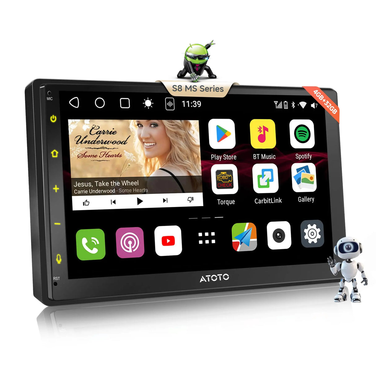 ATOTO S8 4G+32G Android Autoradio Doppel DIN Wireless CarPlay Android Auto, 7 Zoll QLED Touchscreen Digital Media Receiver, 4G LTE, ChatGPT, GPS, WiFi/Dual BT/USB, LRV, SCVC, S8G2B74MS