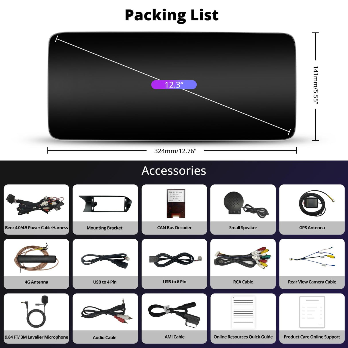 ATOTO S8MBCC4L12C8PN 12.3" Car Stereo Compatible with Mercedes Benz C-Class W204 (2011-2014) NTG 4.5/4.7 Radio, Wireless CarPlay & Android Auto, GPS Navigation, AI DriveChat, 4G LTE, Dual Bluetooth, Keep Original Function