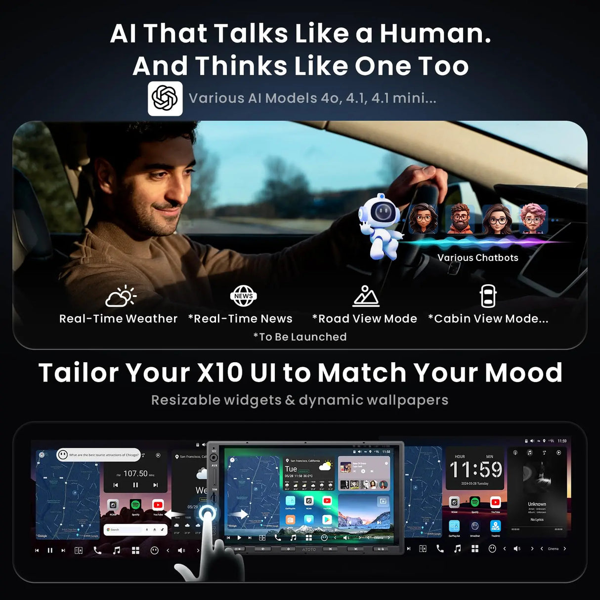 ATOTO X10G2A7E 7" Double Din Head Unit Android In-Dash Navigation, 8+128GB, ChatGPT AI Assistant, 4G LTE, Wireless CarPlay & Android Auto, Dual Phone Connection, Bluetooth
