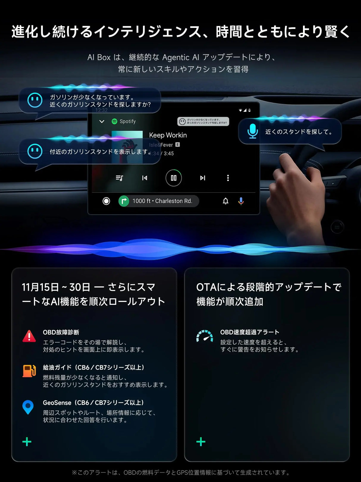 ATOTO CarWave CB6B ワイヤレスアダプター 2025年アップグレード版 AIボックス、ワイヤレスCarPlay & Android Auto、8G+128G、4G LTE、WiFi、ネットフリックス、YouTube、ChatGPT、2 BT、灰色