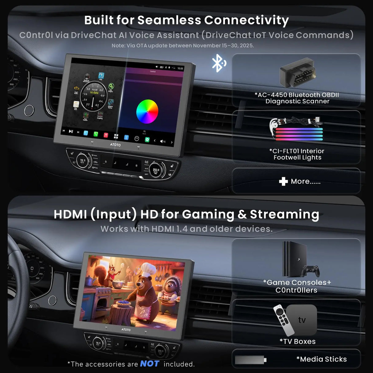 ATOTO X10G209E 9" Double Din Car Stereo, 8G+128G Android Head Unit, Wireless CarPlay & Android Auto, ChatGPT AI Control, GPS Tracking, Dual Microphone, Dual Bluetooth, 4G LTE, 36-Band EQ, HDMI Input