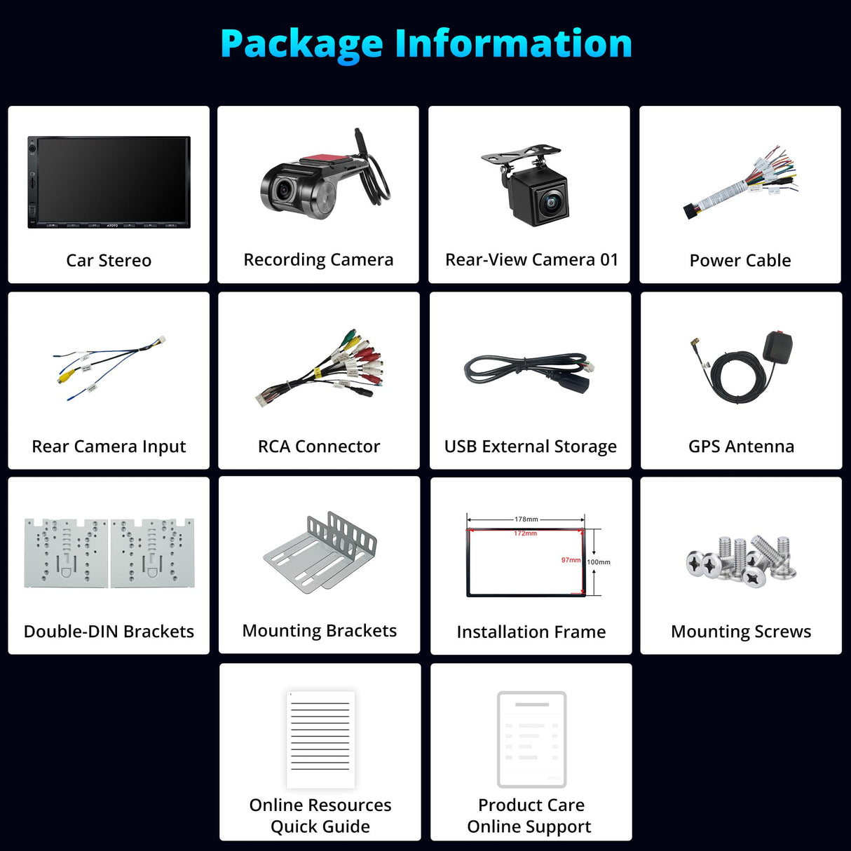 ATOTO A5LG2A7T 7" Android Double Din Car Stereo with Dash & Backup Camera, Wireless CarPlay and Android Auto, WiFi/BT/USB Tethering, DSP, Bluetooth, FM/AM/TF, 2G+32G