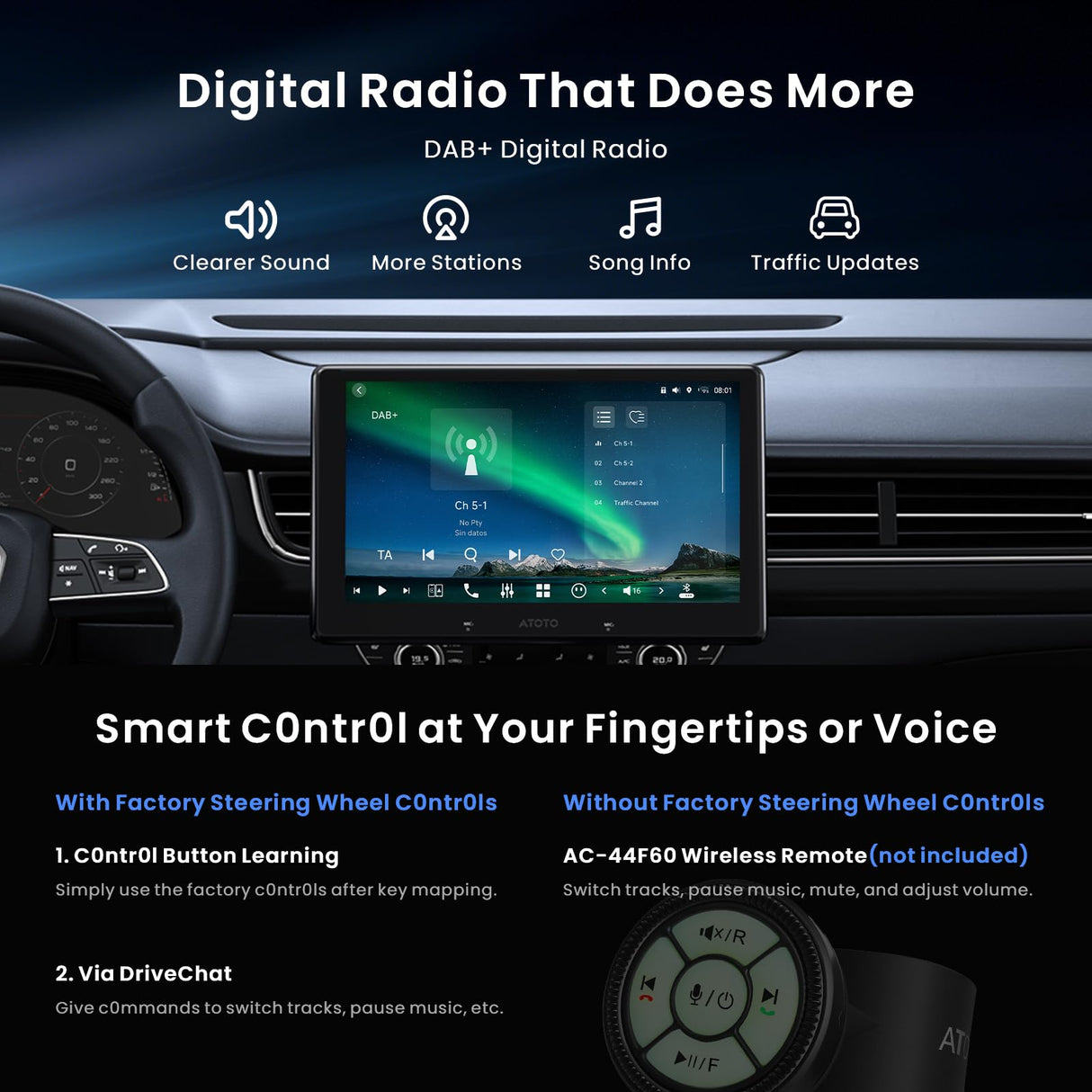 ATOTO X10G110E-R3S 10.1インチ QLED Android 13 1DIN & 2DIN ディスプレイオーディオ、1080P前後ドライブレコーダー + OBD2スキャナー 4in1、8コア 8GB+128GB、ワイヤレスCarPlay / Android Auto対応、ChatGPT機能搭載