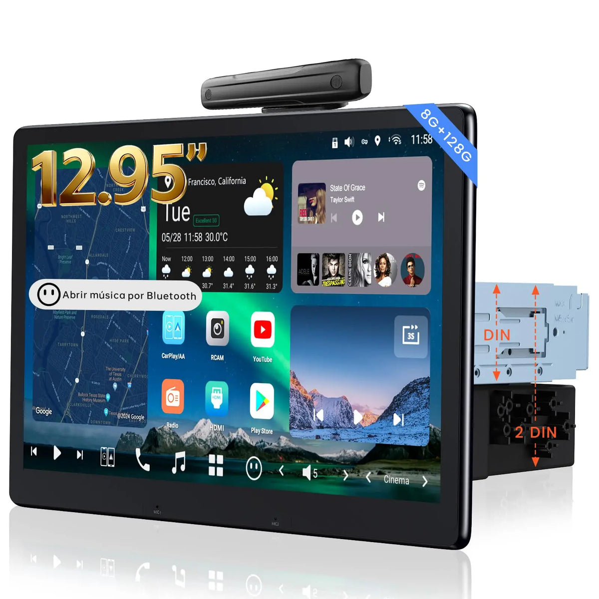 ATOTO X10 12.9インチ シングルDINカーステレオ（CarPlayおよび4G LTE