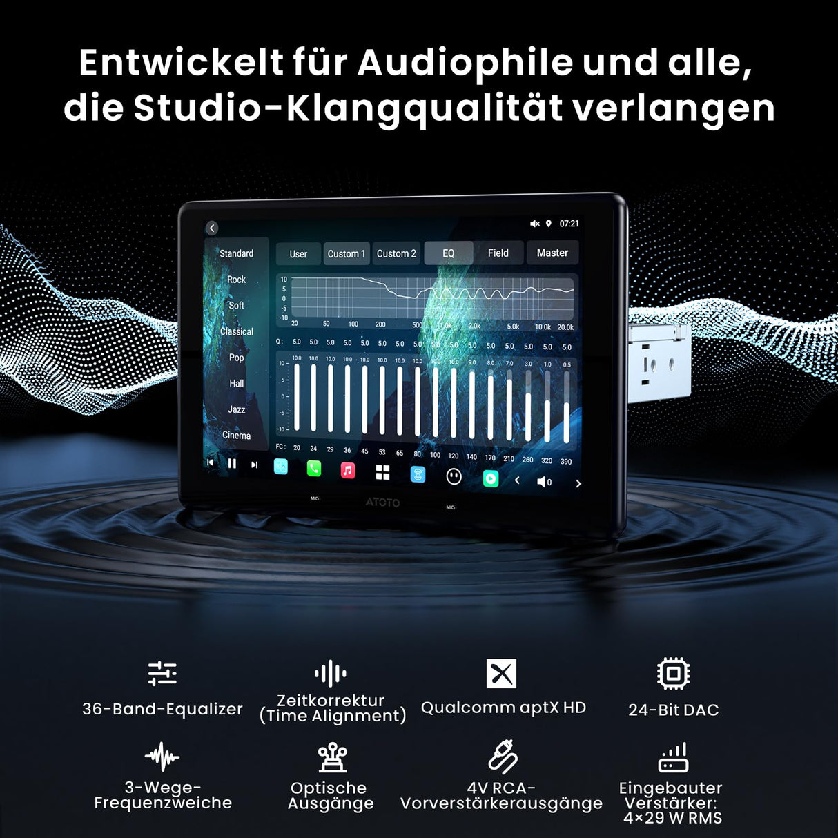 ATOTOZONE 10" QLED AI Android Autoradio 1 DIN, Floating Screen Auto, 8G+128G In-Dash Navigation,4G LTE, Kabelloses CarPlay & Android Auto, Dual-Phone & 2 Bluetooth,SCVC,GPS-Tracking,X10G110E