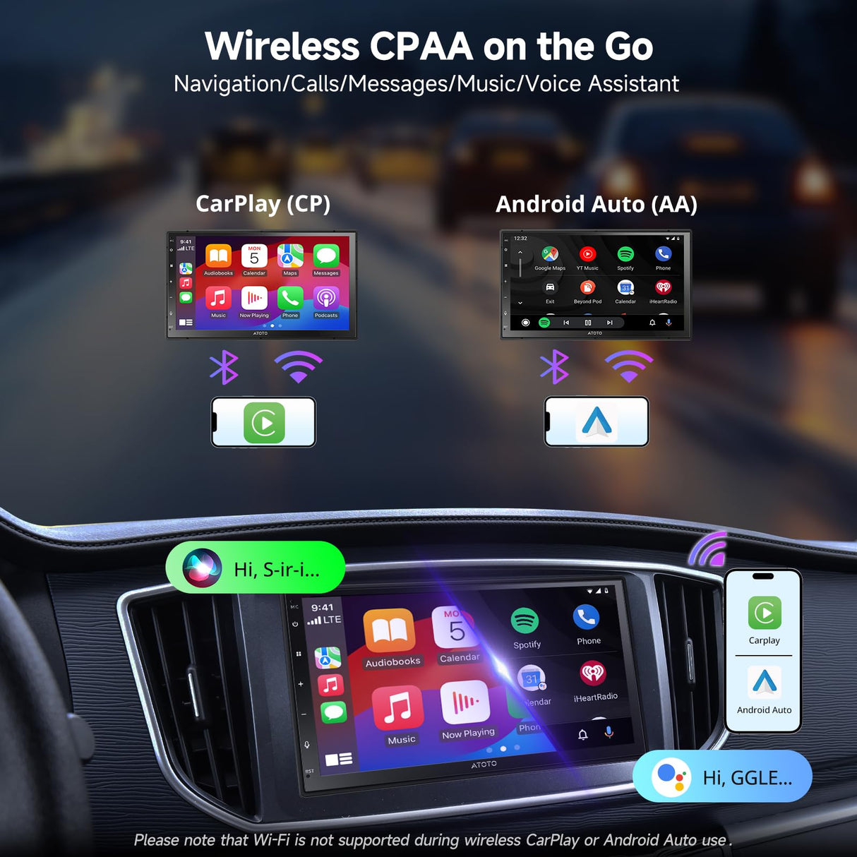 ATOTO A5LG2B7T 7" Double-DIN Android Head Unit with Wireless CarPlay & Android Auto, ChatGPT-AI, GPS, WiFi/BT/USB, 24-EQ DSP, 4x45 AMP