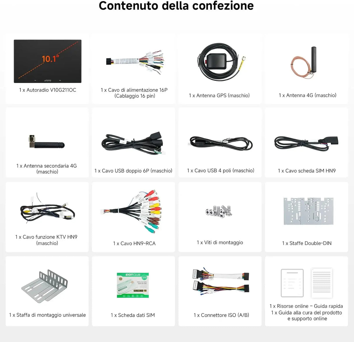 ATOTO V10G211OC 10" Android 2DIN Autoradio, 6GB+128GB, Bluetooth 5.4/Wi-Fi, CarPlay e Android Auto Senza Fili