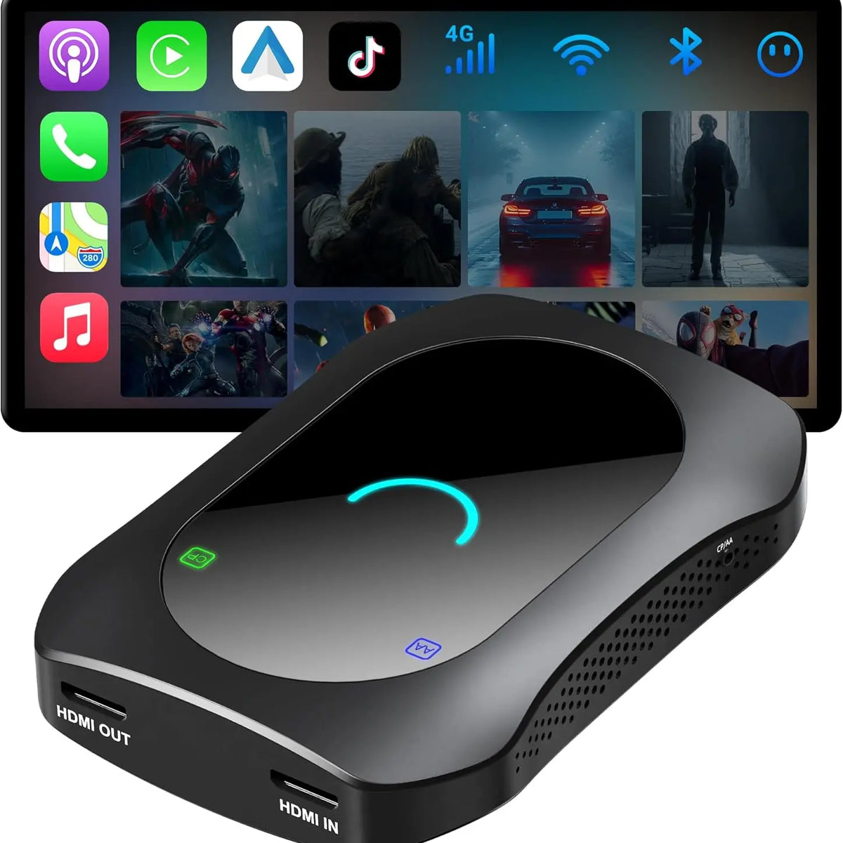 ATOTO CarWave CB7SATN ワイヤレス車載スマートボックス ATOTO CB7SATN 8-in-1 AI Box – Wireless CarPlay Adapter with HDMI I/O