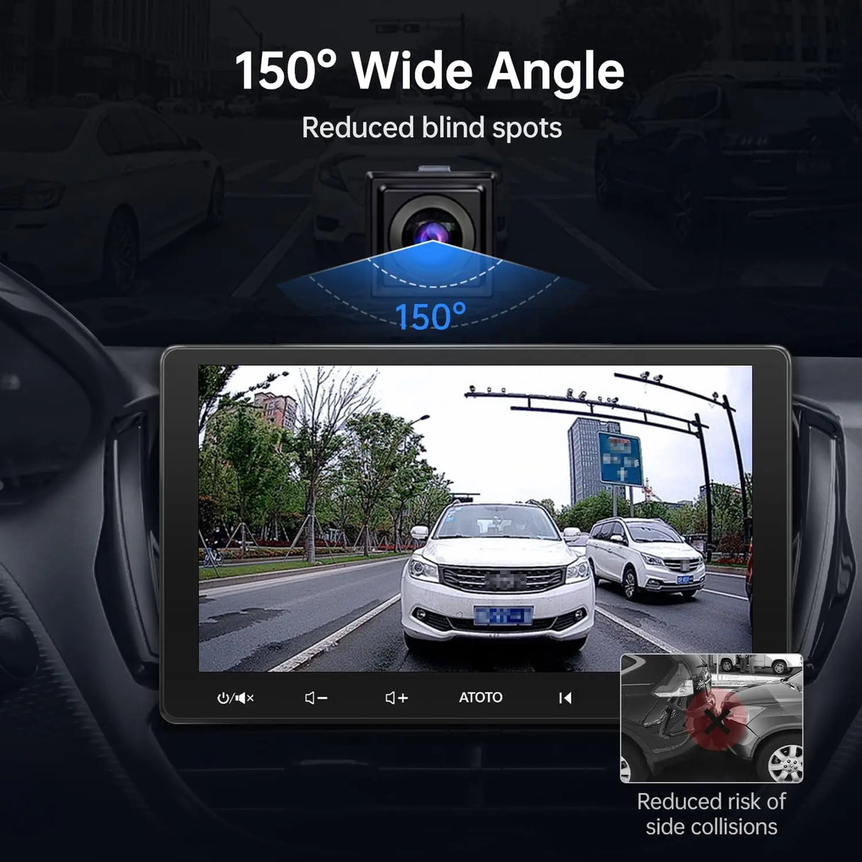 ATOTO AC-HD02LR Telecamera per Auto 720P HD Visione Notturna e Impermeabile con Retrovisore dal Vivo – Compatibile con X10/S8/F7/A6/A5 (Non per P5/P8/P9)