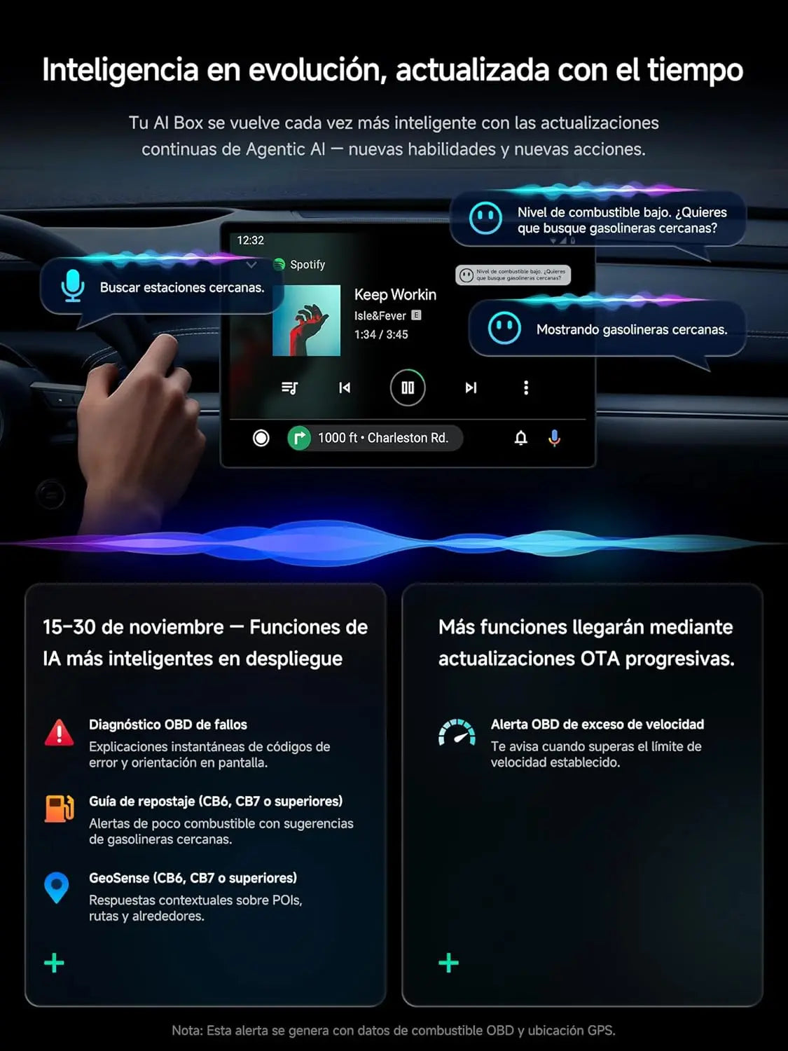 ATOTO CB6 Dongle WIFI para Coche, CarPlay IA Box, 8GB+128GB Dispositivo de Streaming con 4G, Doble Bluetooth, USB, GPS Integrado, Asistente IA, Expansión microSD, OTA