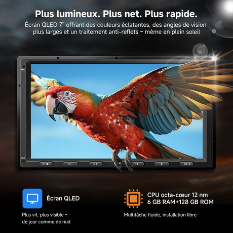 ATOTO S8G2A79UN 7" 2Din Radio coche con Cámaras Delantera y Trasera 1080P, CarPlay/Android Auto Inalámbrico, Pantalla QLED, 4G, Wi-Fi, Bluetooth, USB, DSP, AMP, SUB, GPS & AI