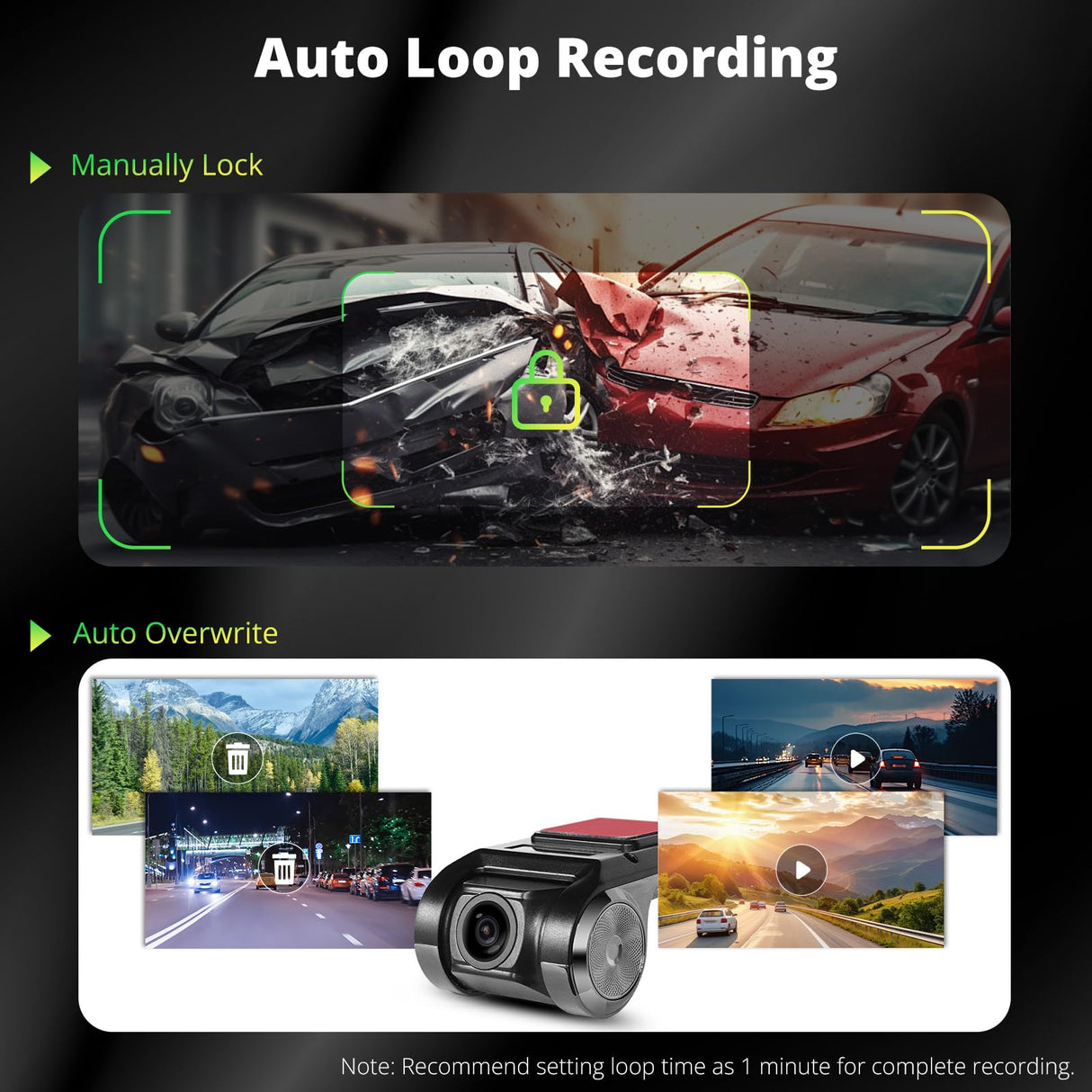 ATOTO AC-44P2 1080P USB On-Dash DVR Camera, Auto Recording, Compatible with ATOTO A5/A6/S8/P9 (Not F7/P8/P5/X10)