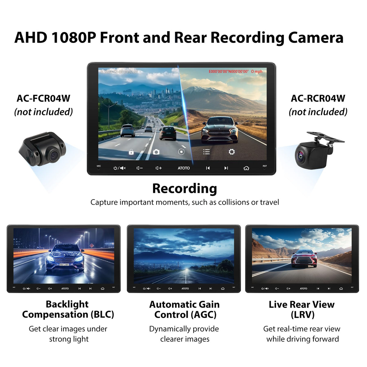 ATOTO S8G2B74MS 7" Double Din Car Stereo, QLED Touchscreen, 4G+32G, Wireless Android Auto and CarPlay, Dual Bluetooth, GPS Tracking, Plug and Play, LRV, SCVC