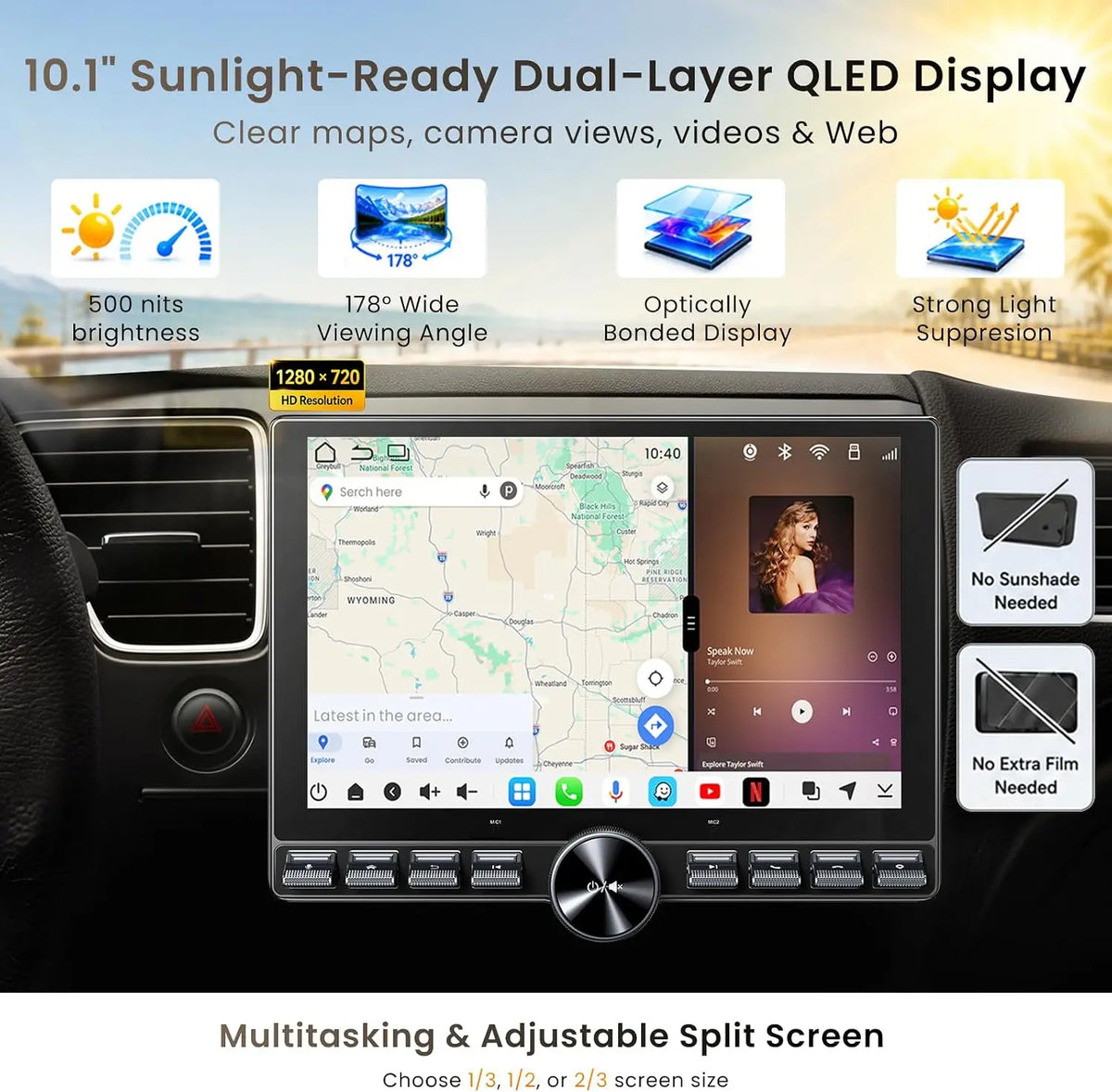 ATOTO S8LG211SD 10.1" Android Double DIN Car Stereo with AI, 4G LTE, 4GB+64GB, DSP & 5.2CH Audio