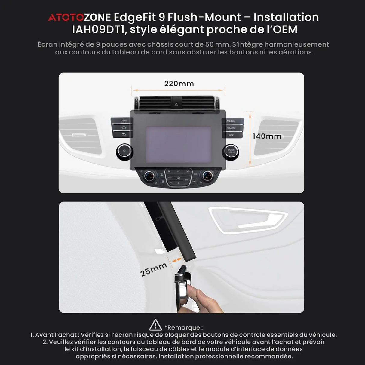 ATOTO X10DG209E Autoradio 2 DIN 9 Pouces, QLED, 8+128G, Microphone Double et Entrée Caméra, CarPlay & Android Auto sans fil, 4G LTE, Assistant vocal IA, Suivi GPS, DAB, Bluetooth, LRV, Entrée HDMI