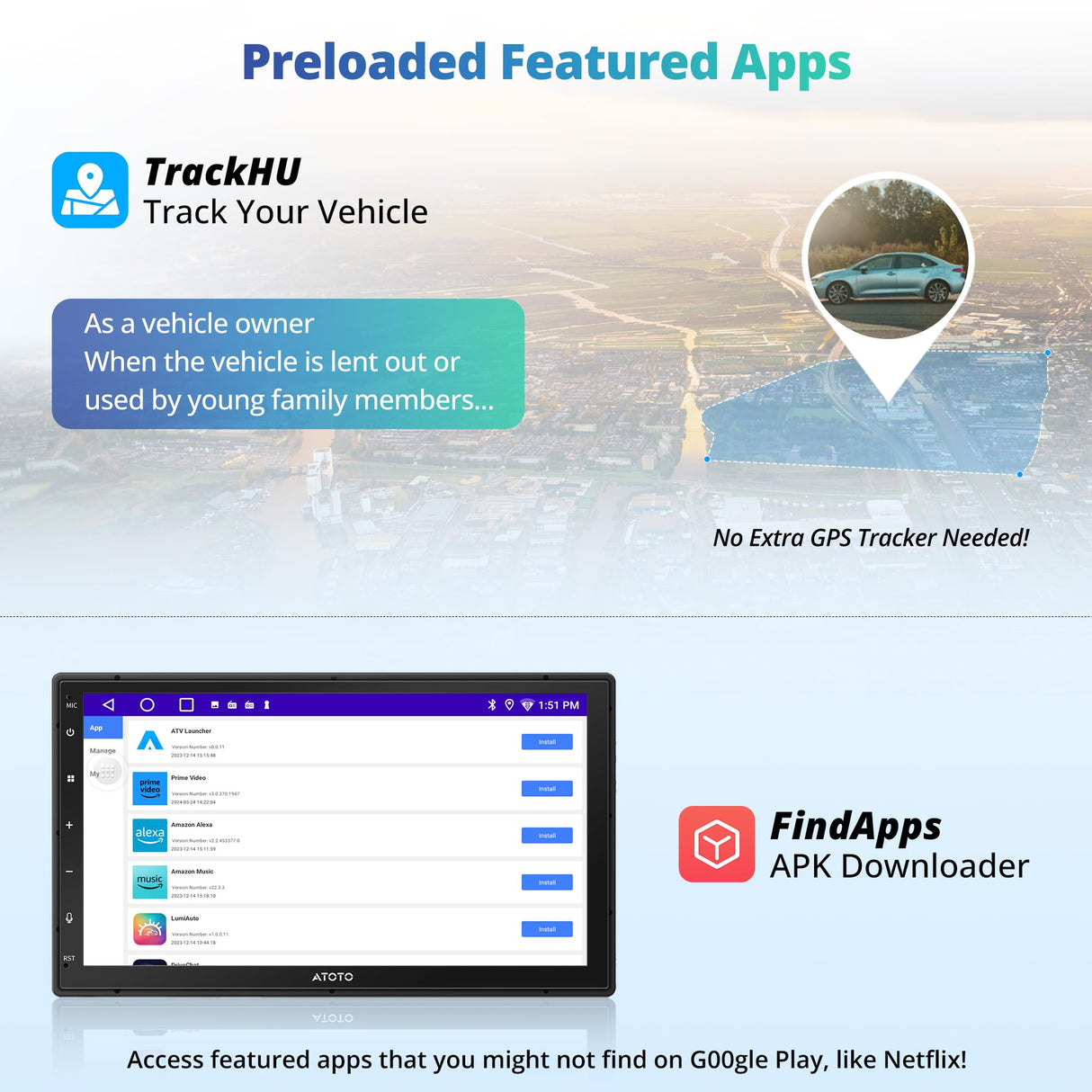 ATOTO A5LG2B7T 7" Autoradio 2 DIN con Telecamera, Android, Schermo Tattile, 2G+32G, CarPlay e Android Auto senza fili, AI Drivechat, GPS Navigatore, Bluetooth, WiFi, AM/FM/RDS