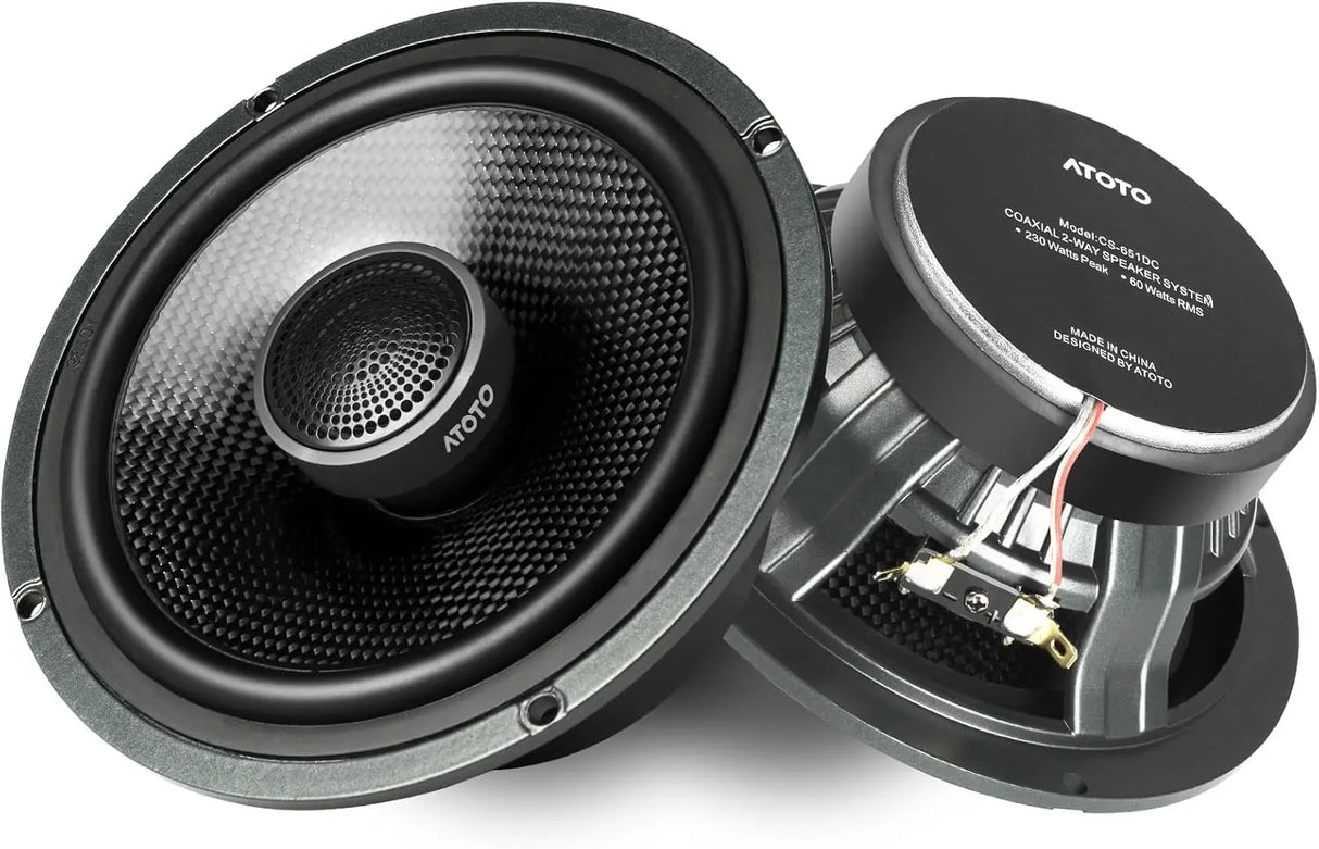 ATOTO CS-651DC 6.5" 2-Way Car Speakers - 230W Max (60W RMS), 4 Ohm, 16.5cm Woofer + 2.5cm Tweeter, Pair