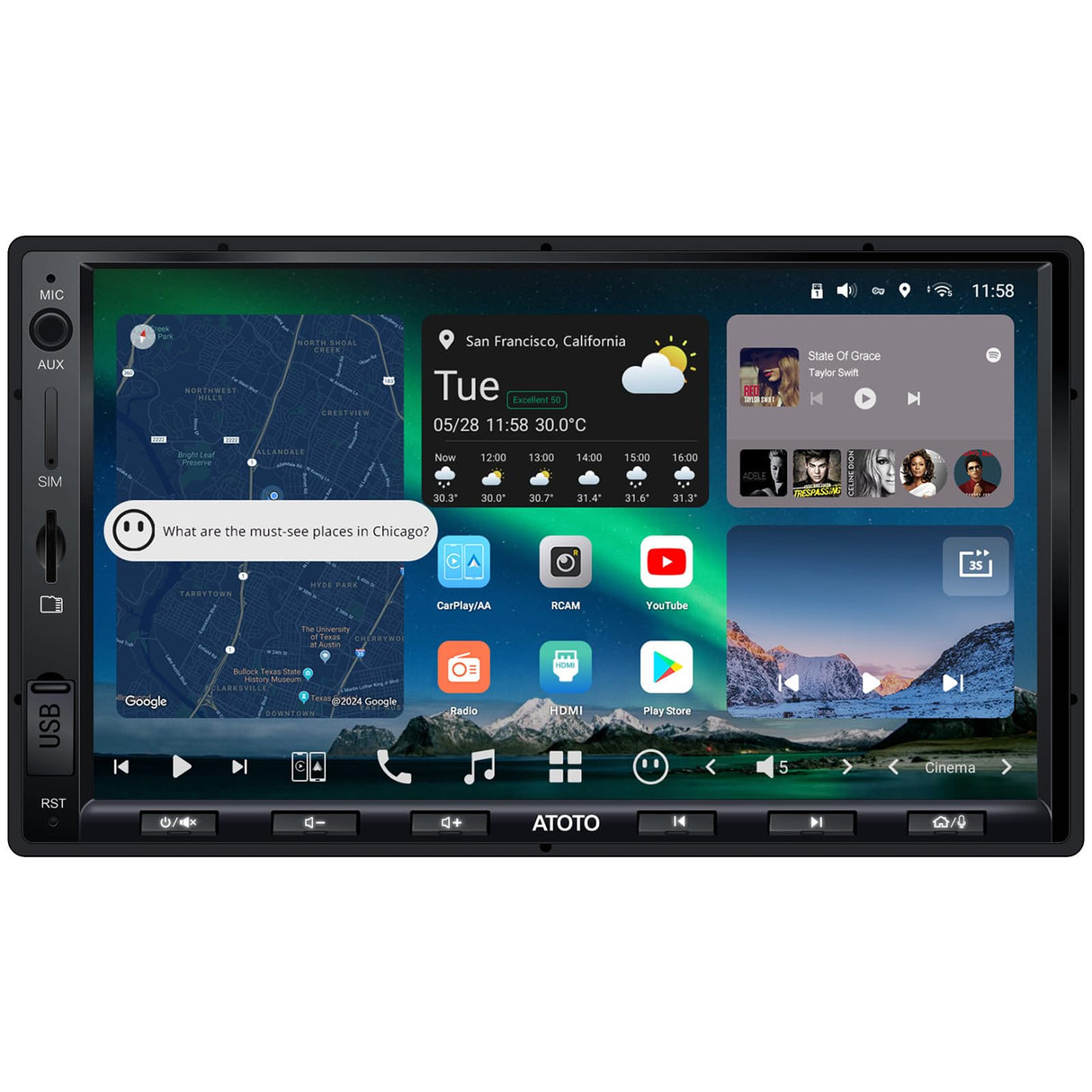 ATOTO X10G2A7E 7" Android Double DIN Car Stereo with Integrated Navigation, 8+128G, ChatGPT AI, 4G LTE, Wireless CarPlay & Android Auto, Dual Phone Connection & Bluetooth