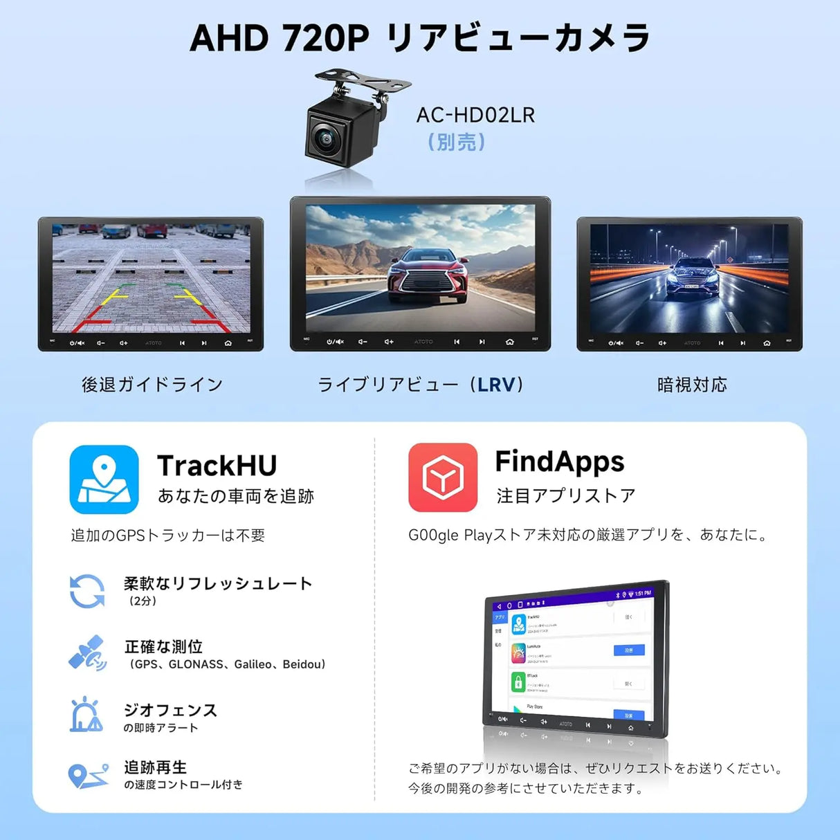ATOTO A5LG209T 9インチ 2Din ディスプレイオーディオバックカメラ付き、ワイヤレスCarPlay&Android Auto、Androidナビ、2G+32G、WiFi/BT/USBテザリング、24バンドEQ、HDMI出力、MirrorLink