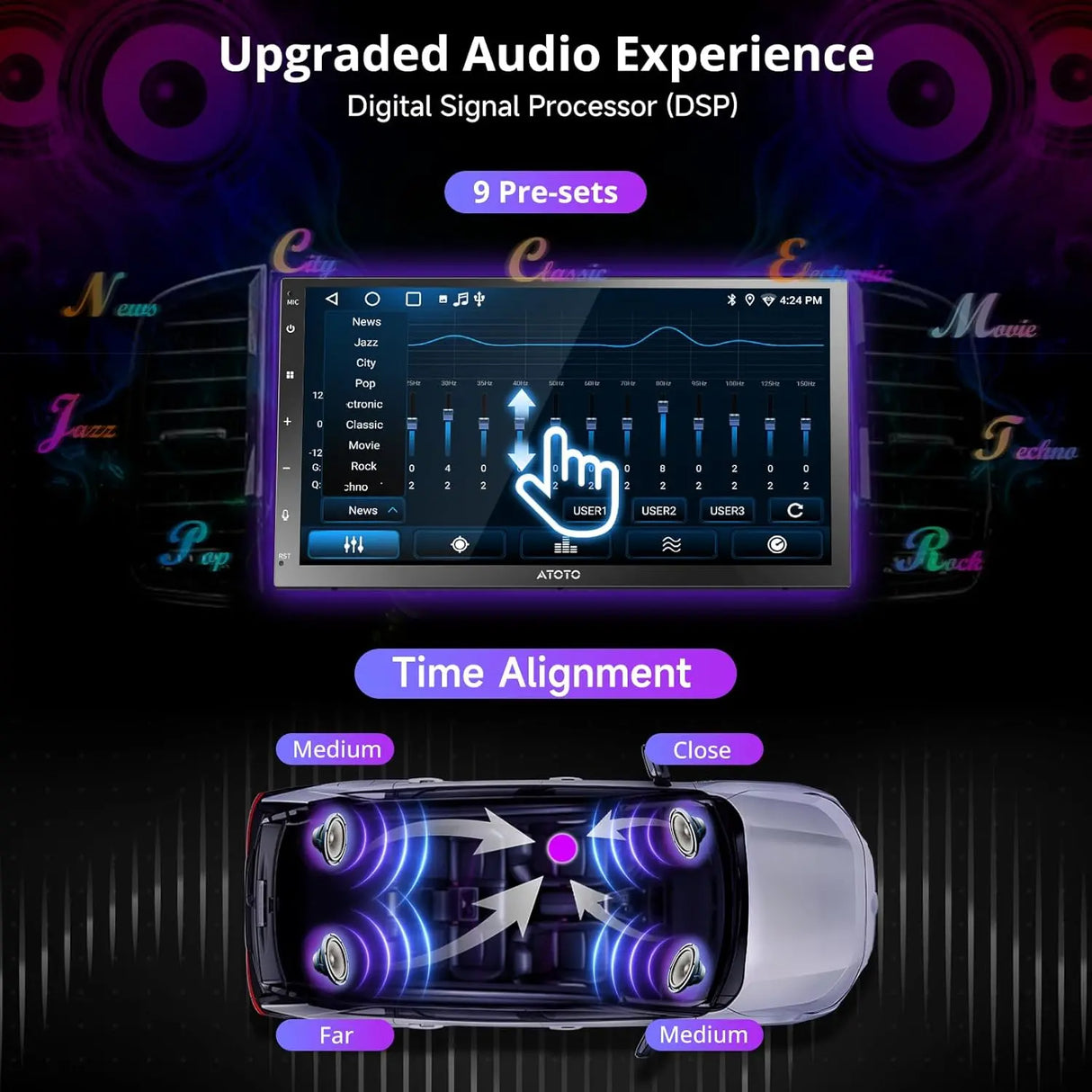 ATOTO A5LG2B7T 7" Double-DIN Android Head Unit with Wireless CarPlay & Android Auto, ChatGPT-AI, GPS, WiFi/BT/USB, 24-EQ DSP, 4x45 AMP