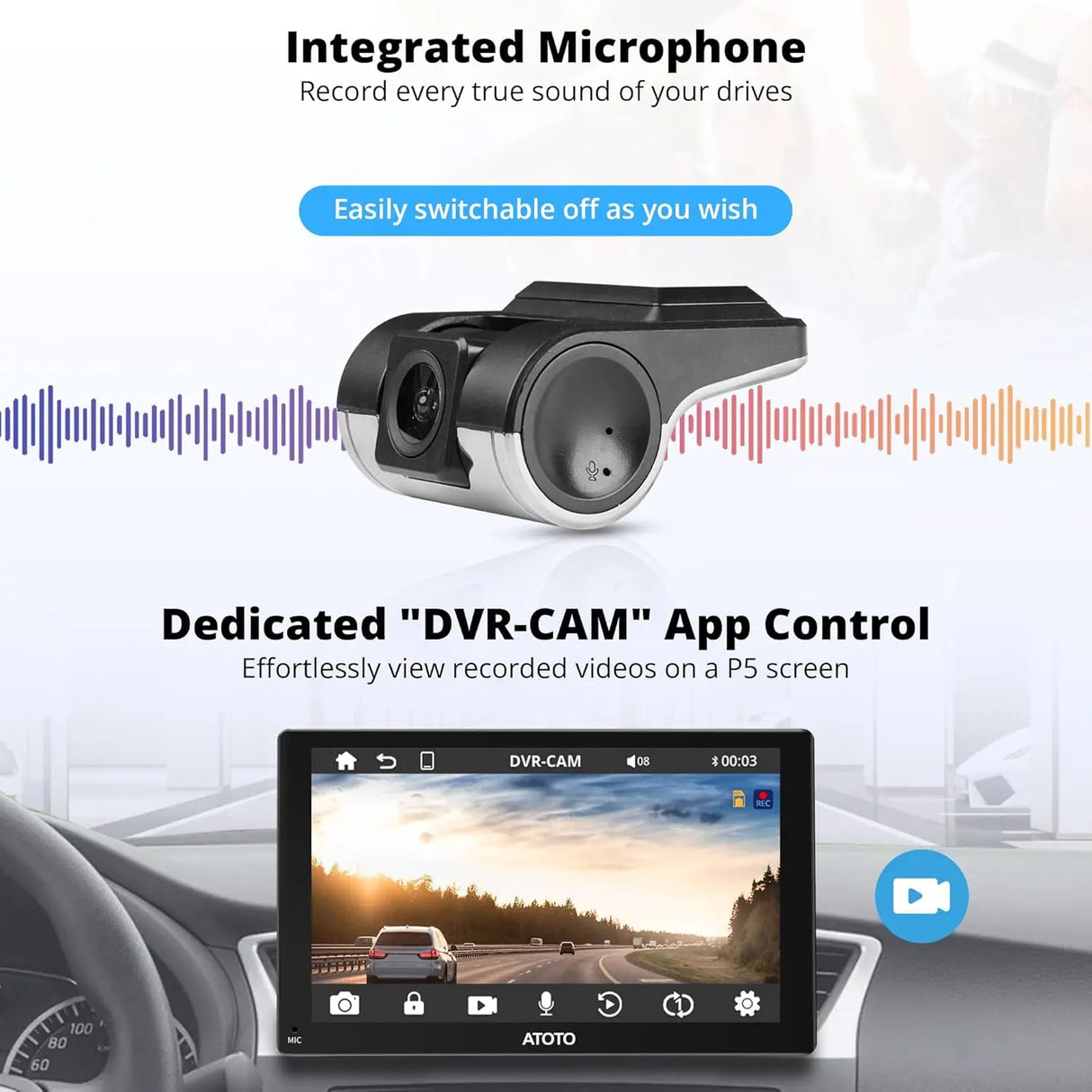 ATOTO AC-44P4 720P Front Camera - 140° Wide Angle, 128GB Storage, for Select ATOTO P5 Series
