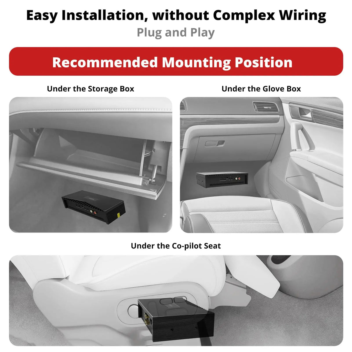 ATOTO CA-AEC03 Amplificador de coche digital compacto Clase D, Dual SPDIF, 4 canales RMS 4x55W, rango completo, estable a 4-8 Ohm – Compatible con ATOTO A5/A6/F7/S8/X10 y estéreos de fábrica (No para P5/P8/P9)