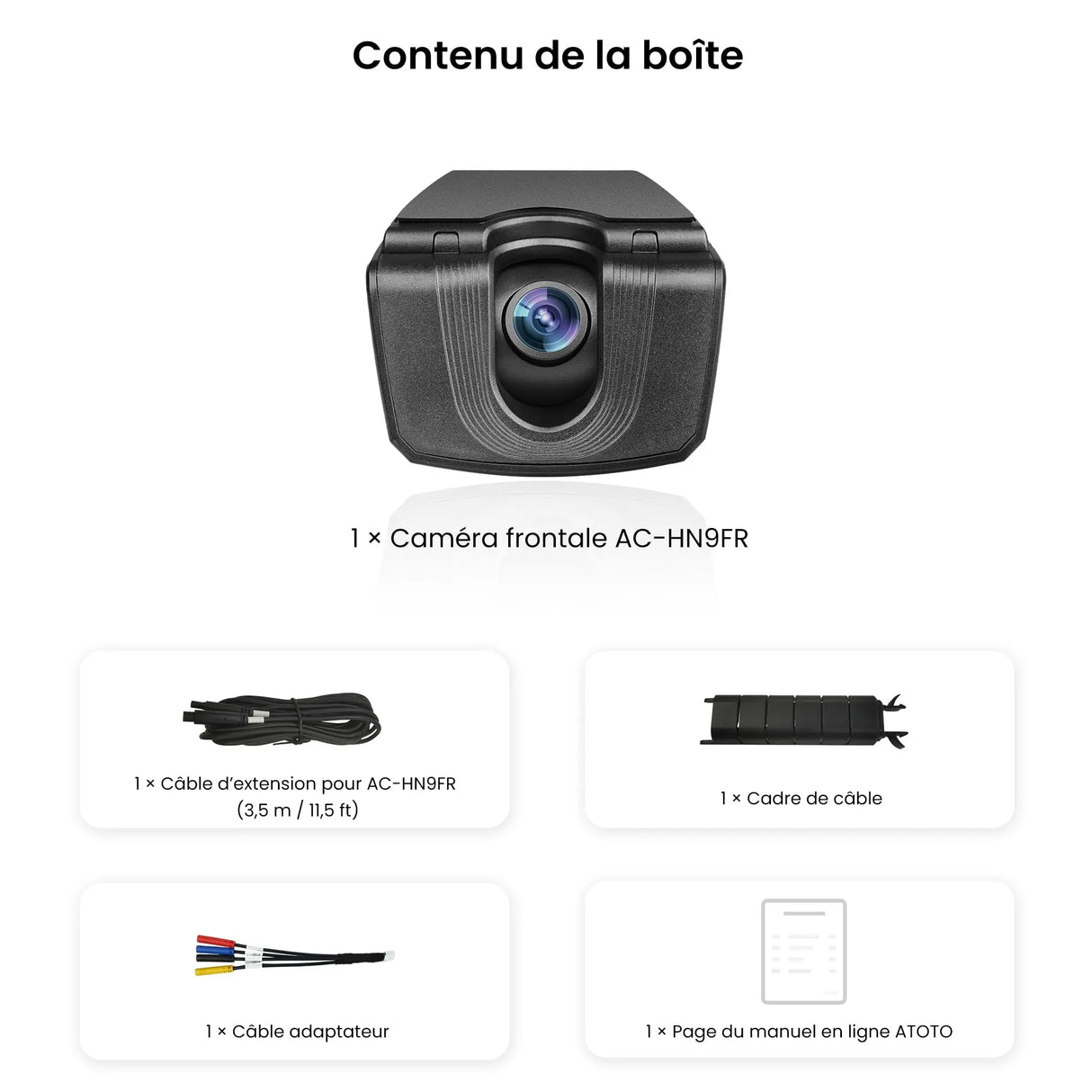 ATOTO AC-HN9FR Caméra Dash Avant AHD 1080p, 30fps, Vision Nocturne Starlight, WDR, Grand-Angle 136°, G-Capteur, Mode Parking, Enregistrement en Boucle, Lecture Trace GPS, Série V10