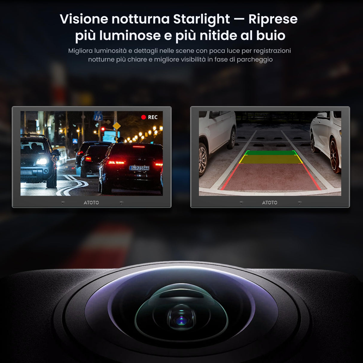 ATOTOEXCEL Telecamera Retro AHD 1080p 30fps,134° Grandangolo,Visione Notturna Starlight,IP67 Impermeabile,Sensore G,Modo Parking,Loop Video,Solo Compatibile con Serie V10 AC-HN9RRV3