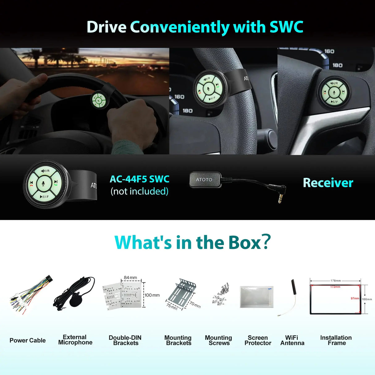 Double Din Car Stereo with Wireless CarPlay & Android Auto, 7 inch QLED CarPlay Screen for Car, SXM Ready, Quick Charge, Bluetooth Car Radio with Live Rear View, MirrorLink, USB/AUX/SWC, F7G2A7-XE-N