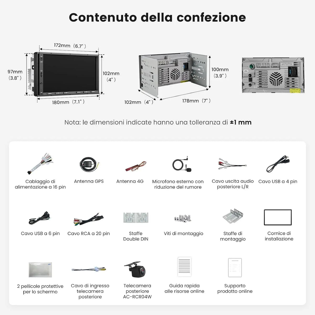 ATOTO S8L 7" Autoradio 2 DIN Android, 4G SIM, 4GB+64GB, con Retrocamera