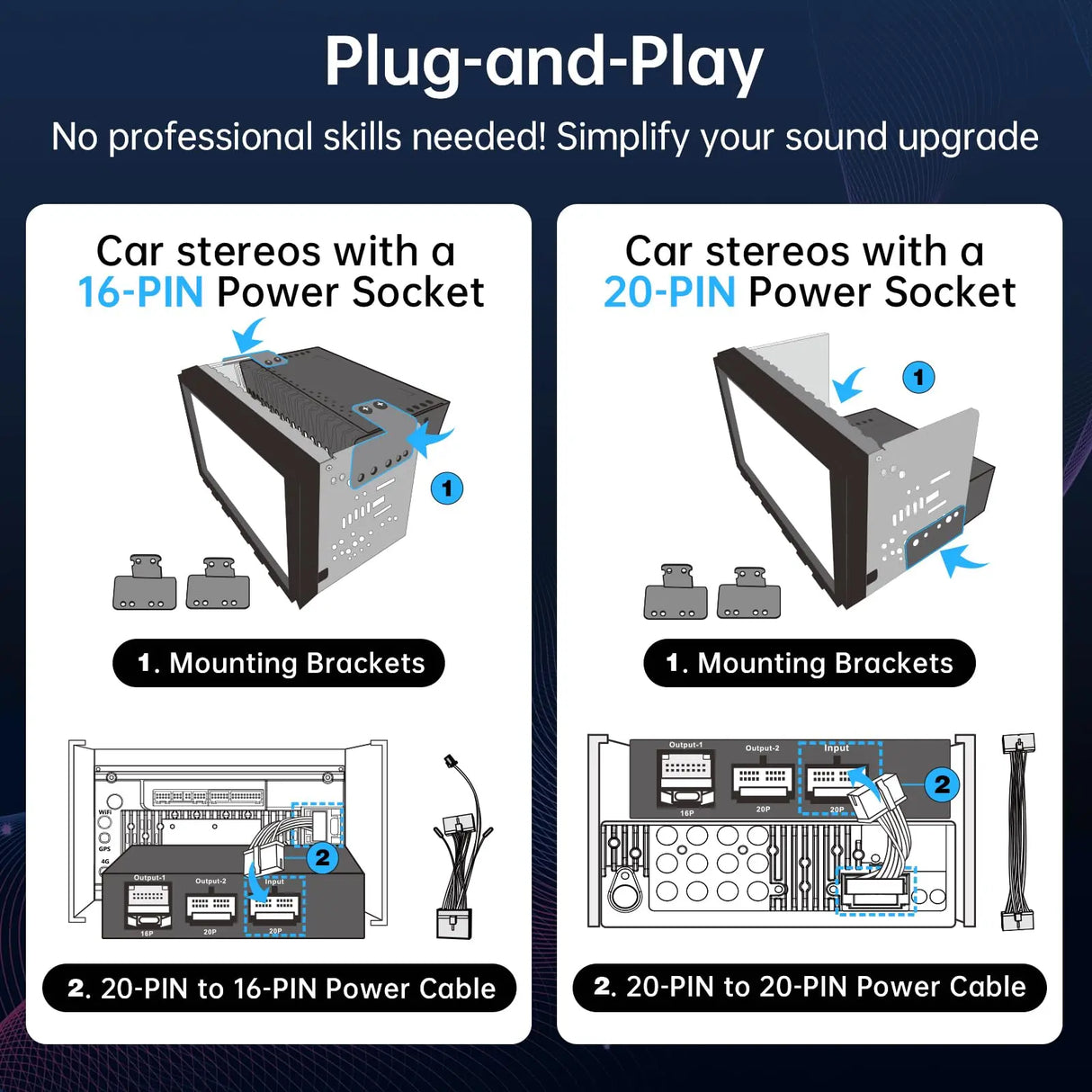 ATOTO CA-AEC122D Car Amplifier, Class D TI TPA3221, 2 Channel, 108dB SNR, Low Distortion, 2/4 Ohm Stable, Supports 7V-30V Input, Only for Selected ATOTO Car Stereos
